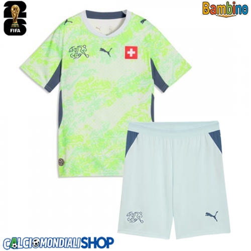 Maglie da calcio Svizzera Seconda Maglia Bambino Mondiali 2026  Manica Corta + Pantaloni corti)